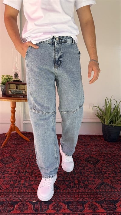 Diz Dikiş Detaylı Relax Baggy Jean