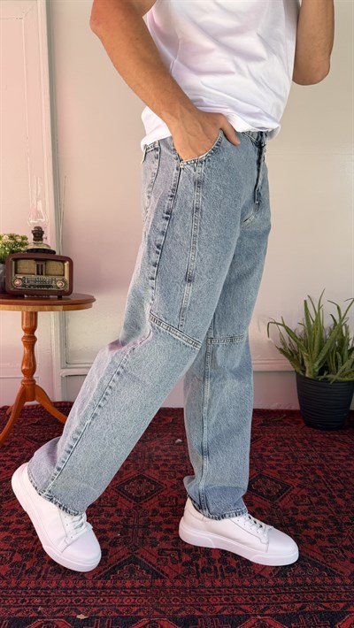 Diz Dikiş Detaylı Relax Baggy Jean