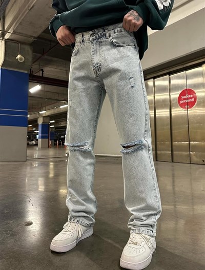 Diz Yırtık Detay Baggy Pantolon