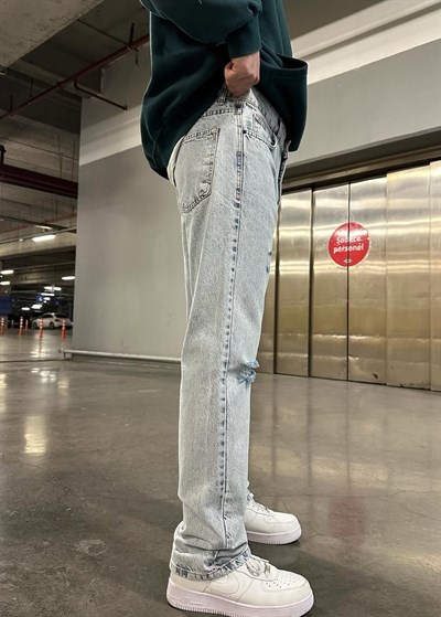 Diz Yırtık Detay Baggy Pantolon