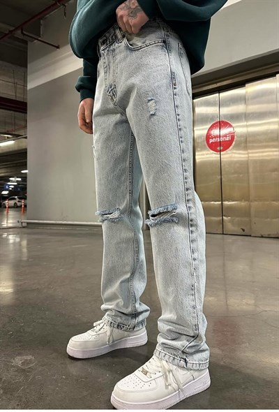 Diz Yırtık Detay Baggy Pantolon