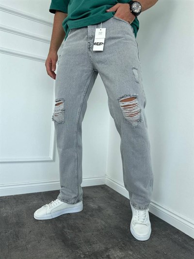 Diz Yırtık Detay Baggy Pantolon