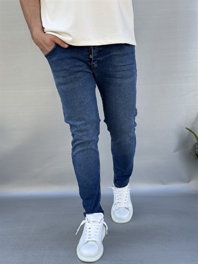 Düz Mavi Skinny Pantolon