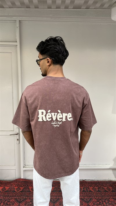 Kül Kahvesi Yıkamalı Oversize Tişört