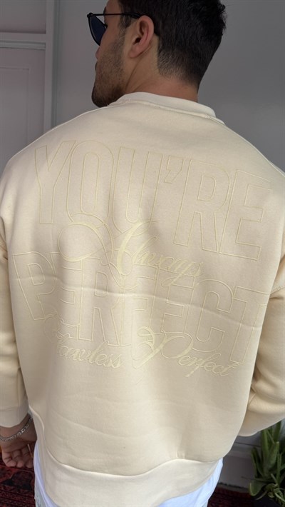 El Yazı Detay Şardonlu Oversize Sweat
