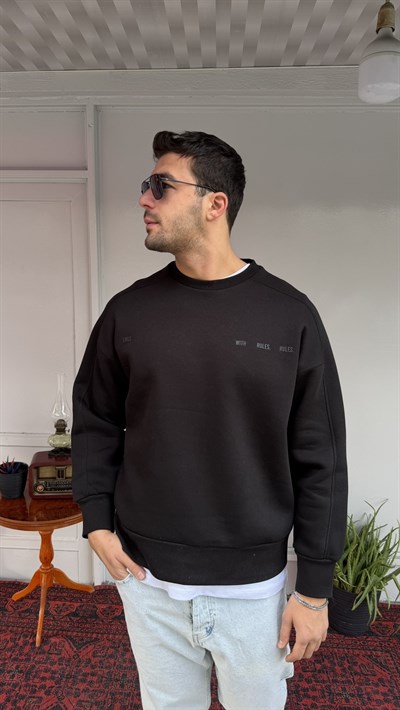 El Yazı Detay Şardonlu Oversize Sweat