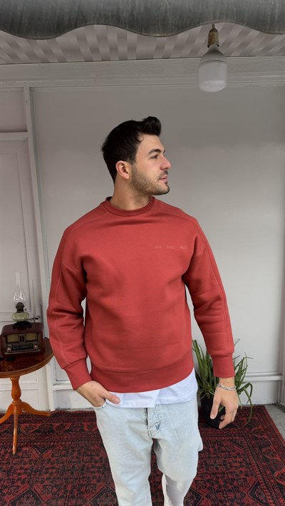 El Yazı Detay Şardonlu Oversize Sweat