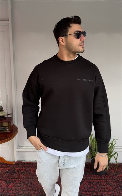 El Yazı Detay Şardonlu Oversize Sweat