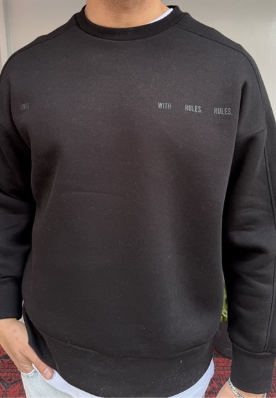 El Yazı Detay Şardonlu Oversize Sweat
