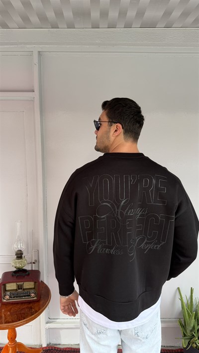 El Yazı Detay Şardonlu Oversize Sweat
