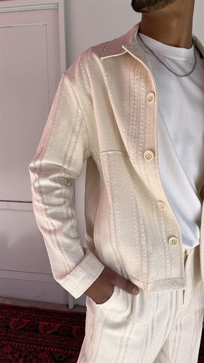 Casualment Ivory Stripe Premium Takım – Bej