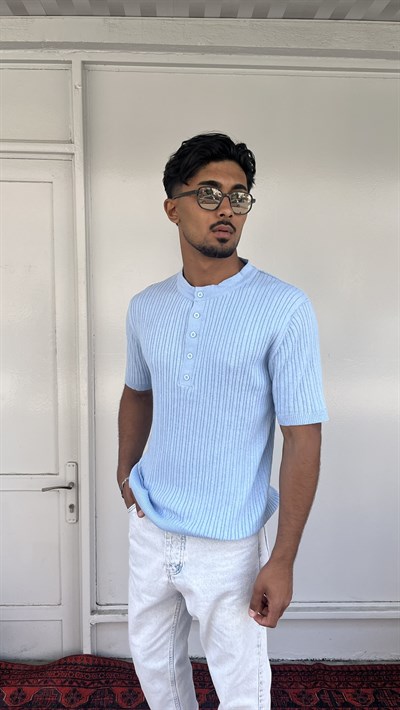 Casualment Sky Ribbed Triko T-Shirt