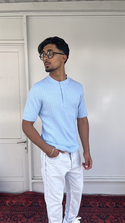 Casualment Sky Ribbed Triko T-Shirt