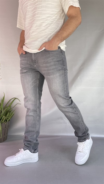Gri Düz Slim Fit Jean