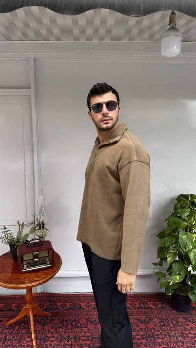 İnce Nubuk Yarım Fermuar