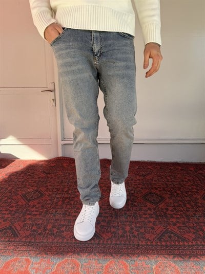 Keps Açık Mavi Parmak Yıkamalı Regular Jean