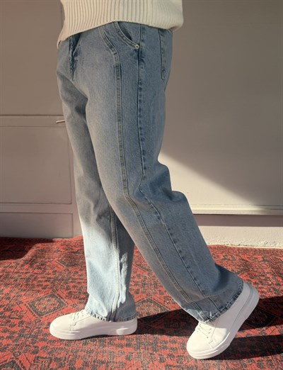 Keps Boydan Çift Dikiş Detay Relax Baggy