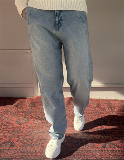 Keps Boydan Çift Dikiş Detay Relax Baggy