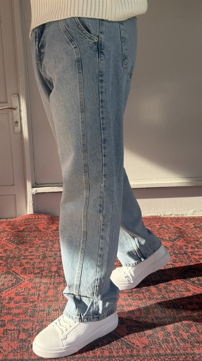 Keps Boydan Çift Dikiş Detay Relax Baggy