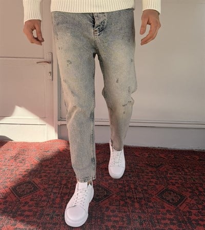 Keps Eskitme-Yırtık Detaylı Boyfriend Jean