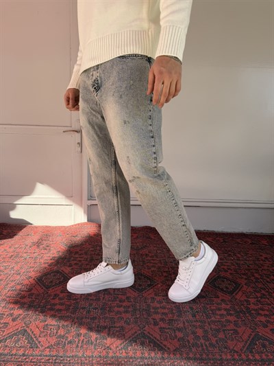 Keps Eskitme-Yırtık Detaylı Boyfriend Jean