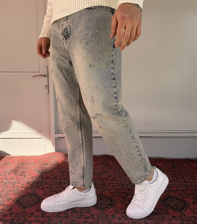 Keps Eskitme-Yırtık Detaylı Boyfriend Jean