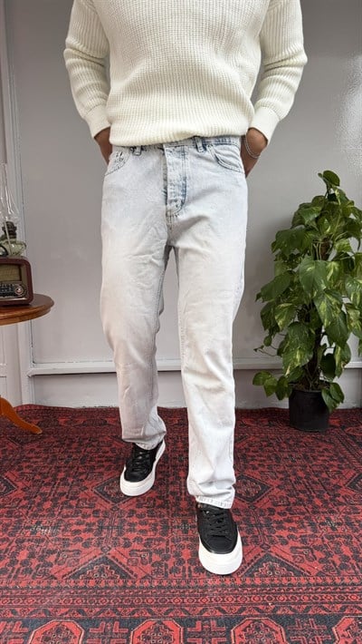 Keps Kar Yıkamalı Düz Baggy Jean