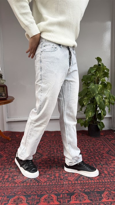 Keps Kar Yıkamalı Düz Baggy Jean