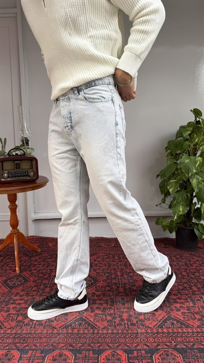 Keps Kar Yıkamalı Düz Baggy Jean