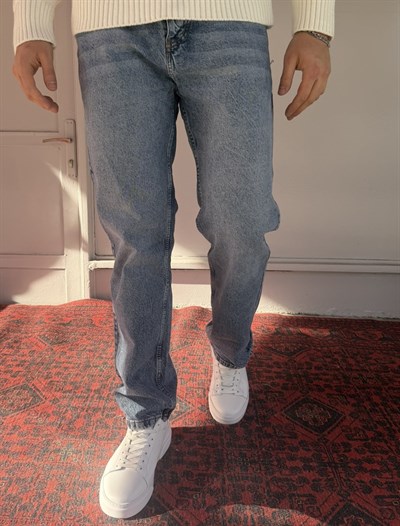 Keps Parmak Yıkamalı Mavi Baggy Jean
