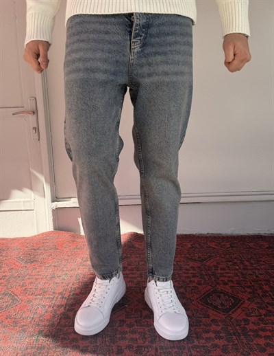 Keps Parmak Yıkamalı Mavi Boyfriend Jean