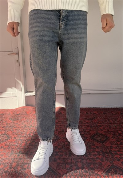 Keps Parmak Yıkamalı Mavi Boyfriend Jean
