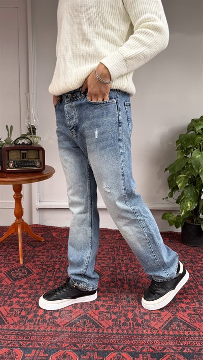 Keps Yıkamalı Tırnaklı Baggy Jean