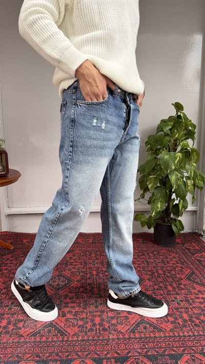 Keps Yıkamalı Tırnaklı Baggy Jean