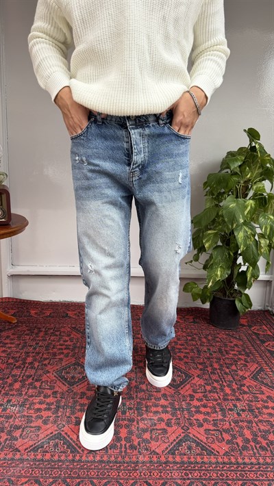Keps Yıkamalı Tırnaklı Baggy Jean
