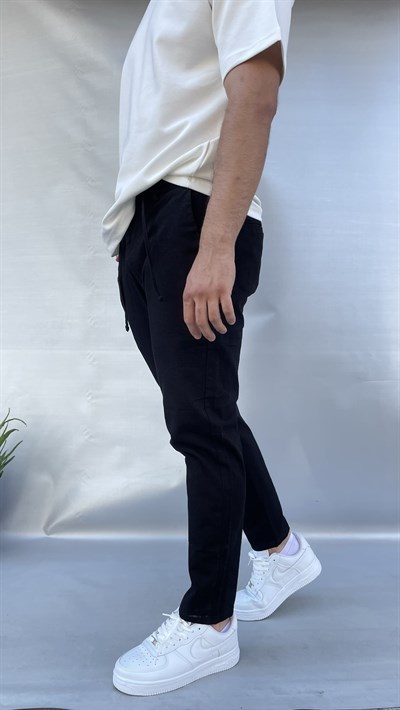 Keten Slim Fit Bel İpli Pantolon