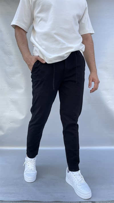 Keten Slim Fit Bel İpli Pantolon