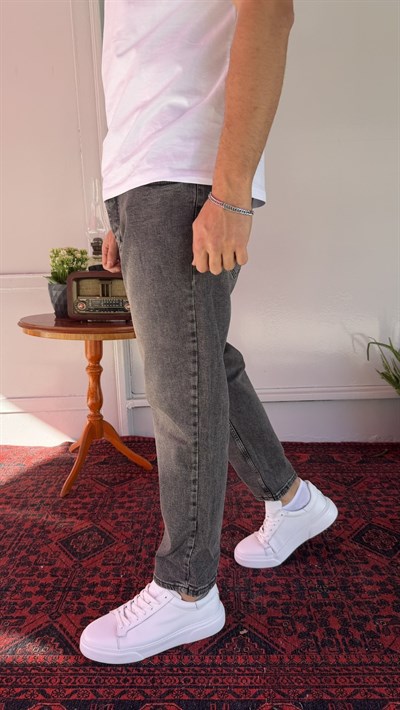 Likralı Füme Yıkamalı Boyfriend Jean