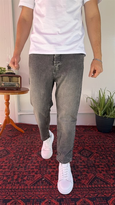 Likralı Füme Yıkamalı Boyfriend Jean