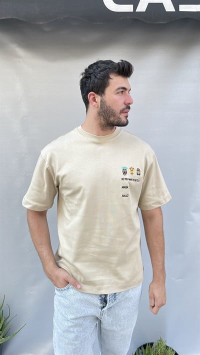Maske Nakış Oversize T-shirt