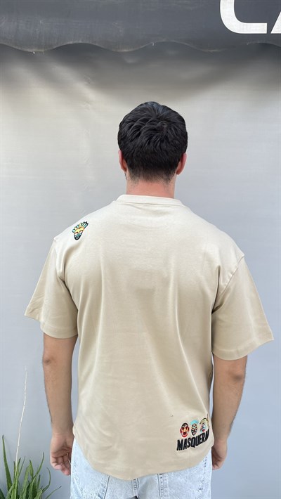 Maske Nakış Oversize T-shirt