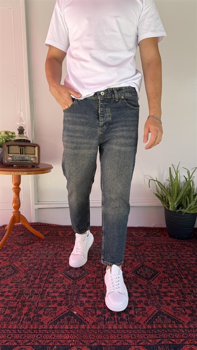 Mavi Yeşil Yıkamalı Boyfriend Jean