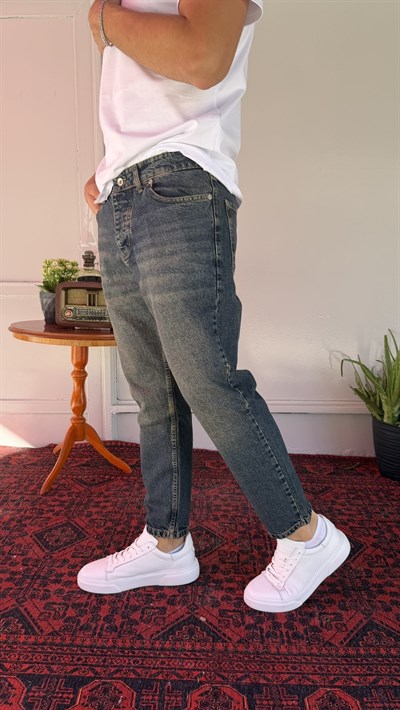 Mavi Yeşil Yıkamalı Boyfriend Jean
