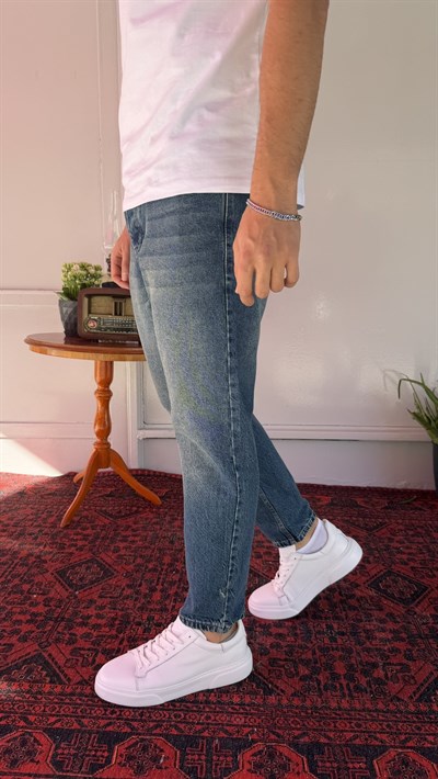 Mavi Yıkamalı Boyfriend Jean