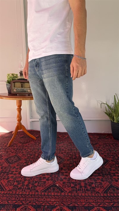 Mavi Yıkamalı Boyfriend Jean