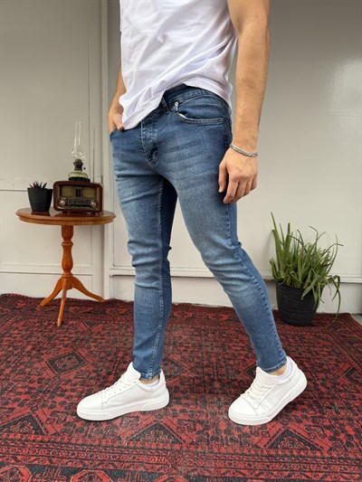 Parmak Yıkamalı Mavi SkinnyFit Jean