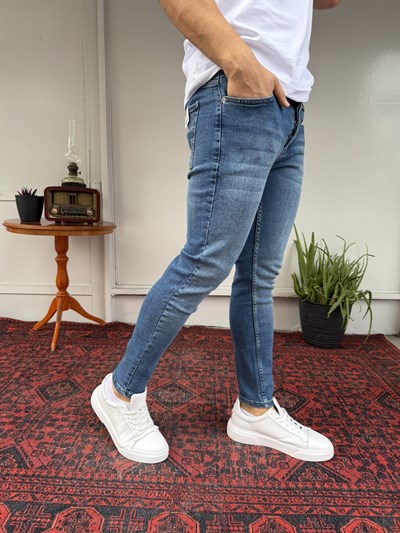 Parmak Yıkamalı Mavi SkinnyFit Jean