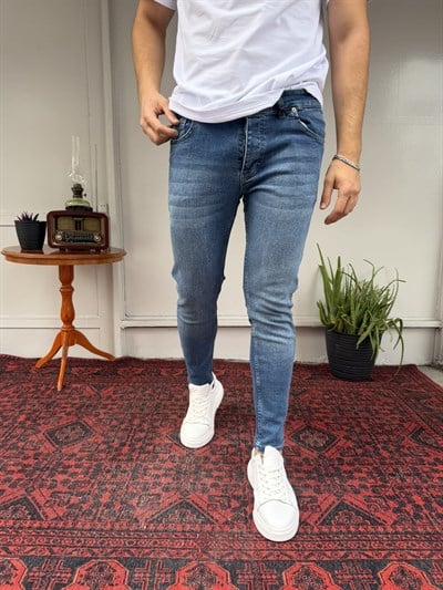 Parmak Yıkamalı Mavi SkinnyFit Jean