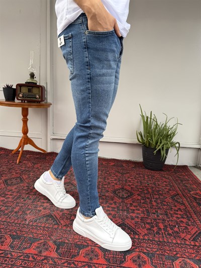 Parmak Yıkamalı Mavi SkinnyFit Jean