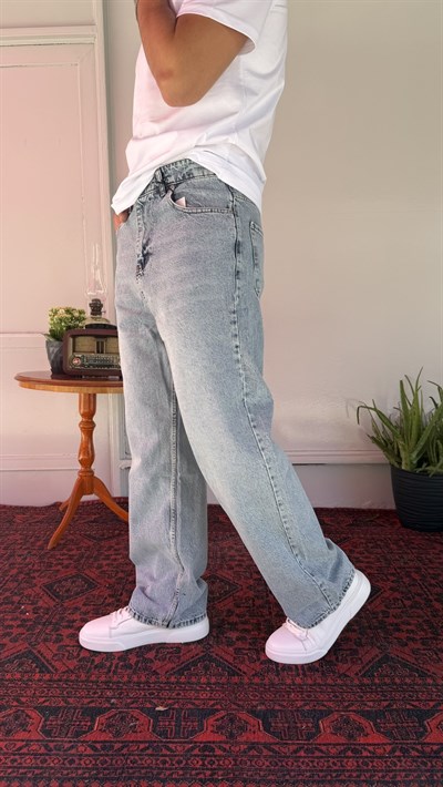 Relax Yıkamalı Mavi Baggy Jean